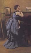 Jean Baptiste Camille  Corot La dame en bleu (mk11) USA oil painting artist